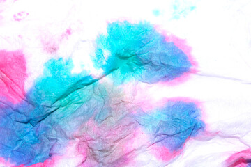 Paper Screwed Up Tissue With Pastel Watercolor Paints in Multicolour Rainbow For Background