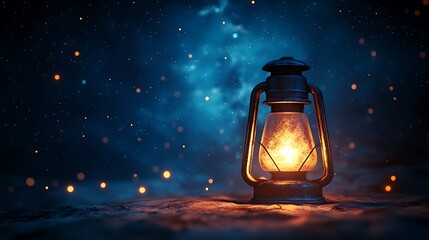A single glowing lantern rising into a star-filled night sky, its warm golden light contrasting beautifully against the deep blues and purples of the evening, evoking a sense of hope and serenity,