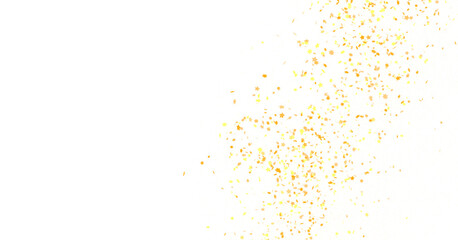 Banner with golden stars decoration. Festive border with falling glitter dust and stars.