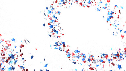 (Mehrere Werte)Confetti - Red white blue shiny confetti Confetti on white background, isolate, tricolor concept,