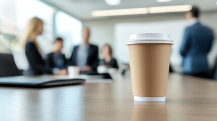 Business meeting with coffee modern office photograph professional environment close-up view focus on connection