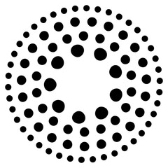 Halftone dotted speed lines circle. Geometric art in circle form. Round swirl movement symbol. Halftone circular dotted frame. Vector design element