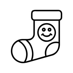 sock with a smiley face icon, national sock day line art, sock day icon - simple black line art icon of sock with a smiley face, for national sock day celebrations. sock day vector art.