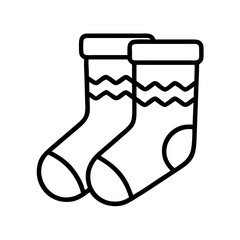 holiday themed socks icon, national sock day line art, sock day icon - simple black line art icon of holiday themed socks, for national sock day celebrations. sock day vector art.