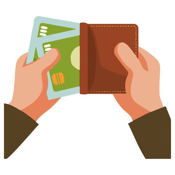recommend clip art: Hands holding a wallet with money, ideal for finance, payment, and spending concepts