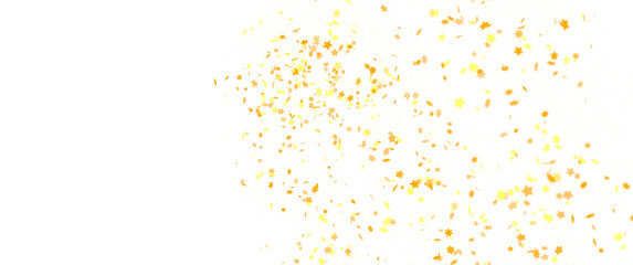 Banner with golden stars decoration. Festive border with falling glitter dust and stars.