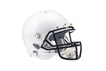 White Football Helmet, Gridiron Gear, Protective Headgear, Sports Equipment