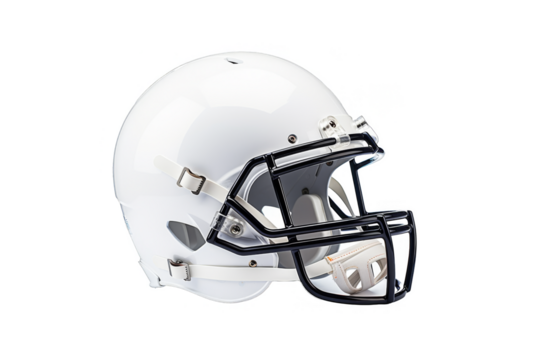 White Football Helmet, Gridiron Gear, Protective Headgear, Sports Equipment