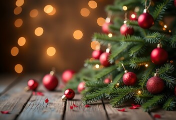 Obraz premium Christmas postcard with a space for wishes.
