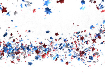 (Mehrere Werte)Confetti - Red white blue shiny confetti Confetti on white background, isolate, tricolor concept, PNG 3d