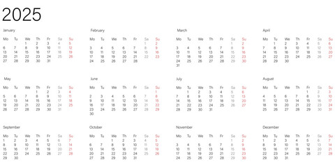 A comprehensive overview of the 2025 calendar for effective planning and organization of events