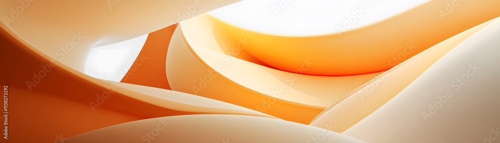 Poster abstract curves and waves in warm orange tones creating a dynamic flow. ideal for modern design conc