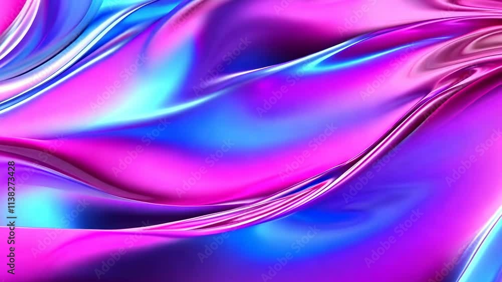 Poster vibrant abstract waves in pink and blue create dynamic depth and flow