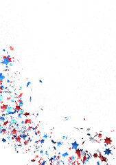 (Mehrere Werte)Confetti - Red white blue shiny confetti Confetti on white background, isolate, tricolor concept,