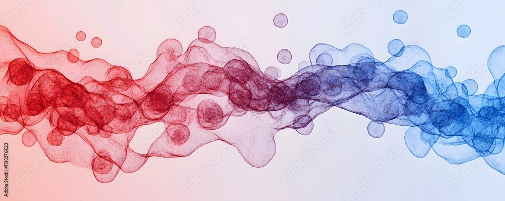 Aufkleber this abstract design features fluid shapes and vibrant colors, blending red and blue tones to create