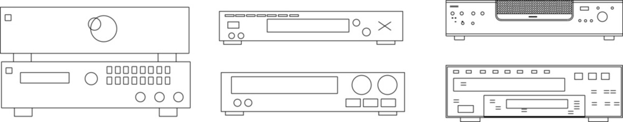 vector sketch illustration silhouette design of old classic vintage portable cd dvd music player.eps