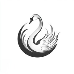 Obraz premium Elegant swan logo design in grayscale.