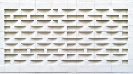 A low-angle view of a monochrome brick wall with neat, repeating patterns, modern and industrial aesthetic