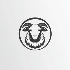 Monochrome ram head icon in a circle.