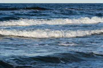 Beautiful waves on the Baltic Sea in Poland.