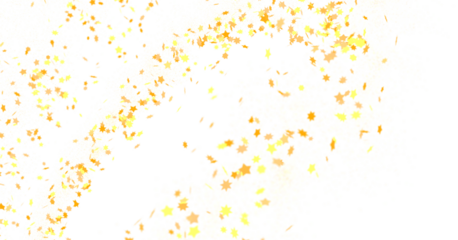 Banner with golden stars decoration. Festive border with falling glitter dust and stars.