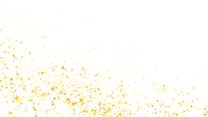 Banner with golden stars decoration. Festive border with falling glitter dust and stars.