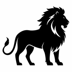 Lion silhouette ,white background 