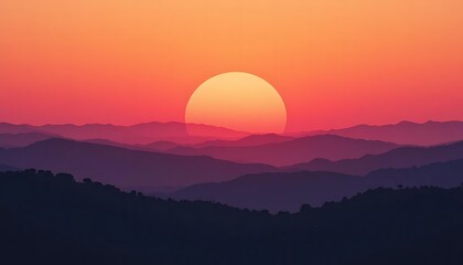 Fototapeta premium A minimalist silhouette of rolling hills under a vibrant sky