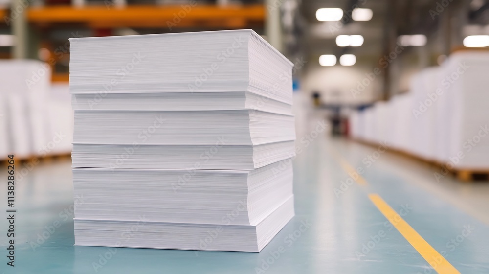 Poster the paper binding process in a printing house producing booklets and magazines