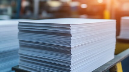 Batch of Business Cards Printed and Organized in Busy Printing House