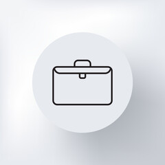 Minimalist icon of a classic business briefcase with a handle, in circles on a light gray background.