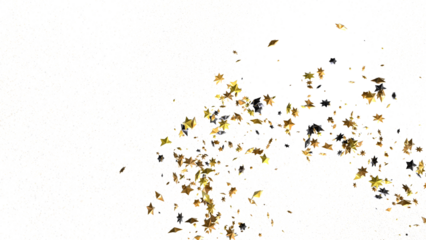 Banner with golden stars decoration. Festive border with falling glitter dust and stars.