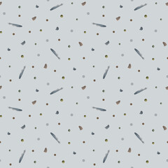 Watercolor hand-drawn geometric abstract seamless pattern in grey colors