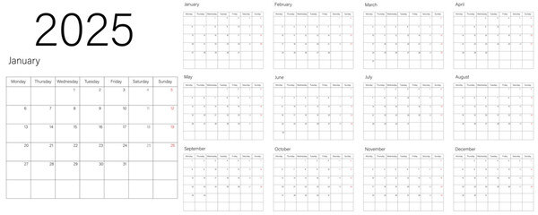 A Comprehensive Preview of the 2025 Calendar Featuring a Monthly Layout Design format