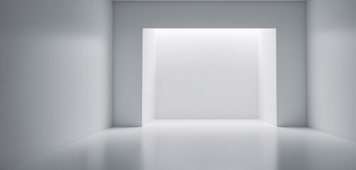 Fototapeta premium A large white product presentation room with sunlight