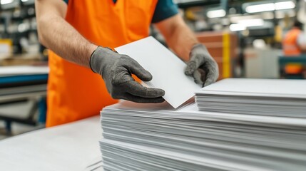 Employee Feeding Specialty Paper into Printer for Custom Print Jobs