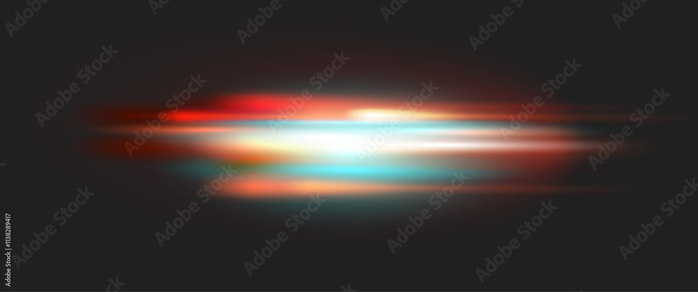 Poster neon bright speed line, isolated fast of acceleration and movement. vector light trail, motion blur 