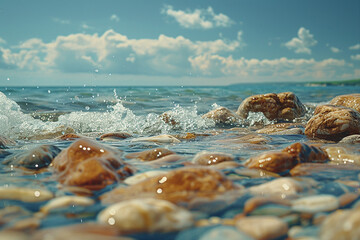 AI generative photo image of beautiful tropical island sea beach landscape