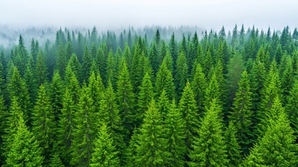 Fototapeta premium Misty forest, symbolizing tranquility, nature, and the environment.