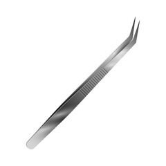 Professional dental and stomatology care instrument. Vector isolated cotton forceps or pliers for treatment and care for patients. Dentist tool, chrome stainless steel equipment for procedure