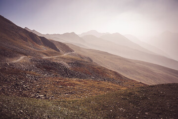 Moody autumn landscape of Jakobshorn, Davos