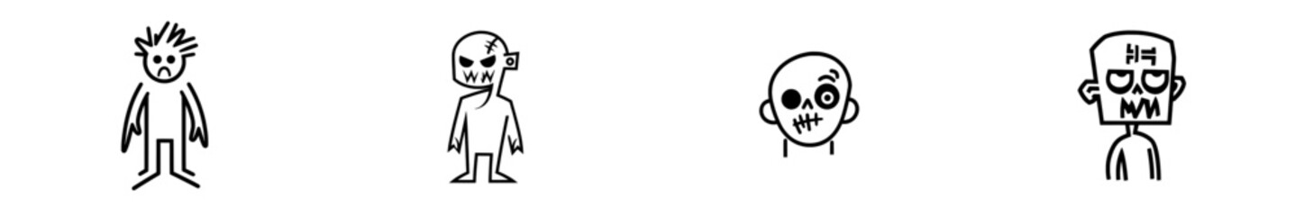 A sketch of a zombie Frankenstein in ink, featuring a hand-drawn illustration of the walking dead in a modern style.