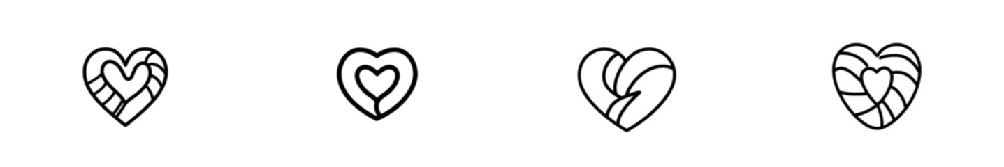 A modern hand-drawn ink sketch of a heart-shaped, delicious donut.