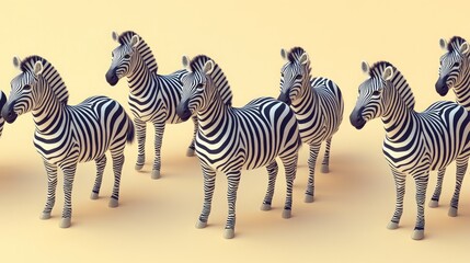 Naklejka premium A group of zebras standing together against a simple background.