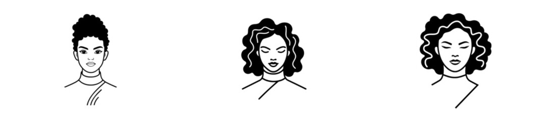 Hand-drawn ink sketch of a beautiful African woman in an engraved, modern portrait style.