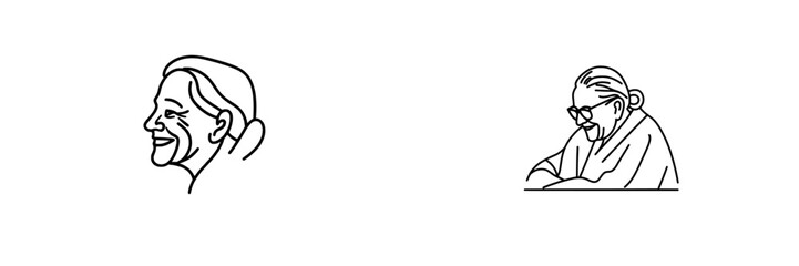 An engraved-style modern portrait featuring a cute, smiling granny, created as a hand-drawn ink sketch. Suitable for a logotype design.