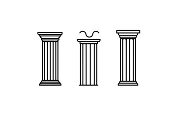 Collection of Vintage-Modern Illustrations: Roman and Greek Architectural Elements Featuring Ancient Columns.