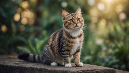 Obraz premium Cute cat standing full body looking at camera