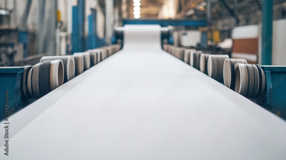 Aufkleber offset printing process in action with rollers transferring ink to plate and paper feeding