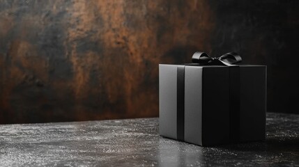 Elegant gift box displayed on a dark textured surface capturing the essence of thoughtful gifting in a minimalist environment